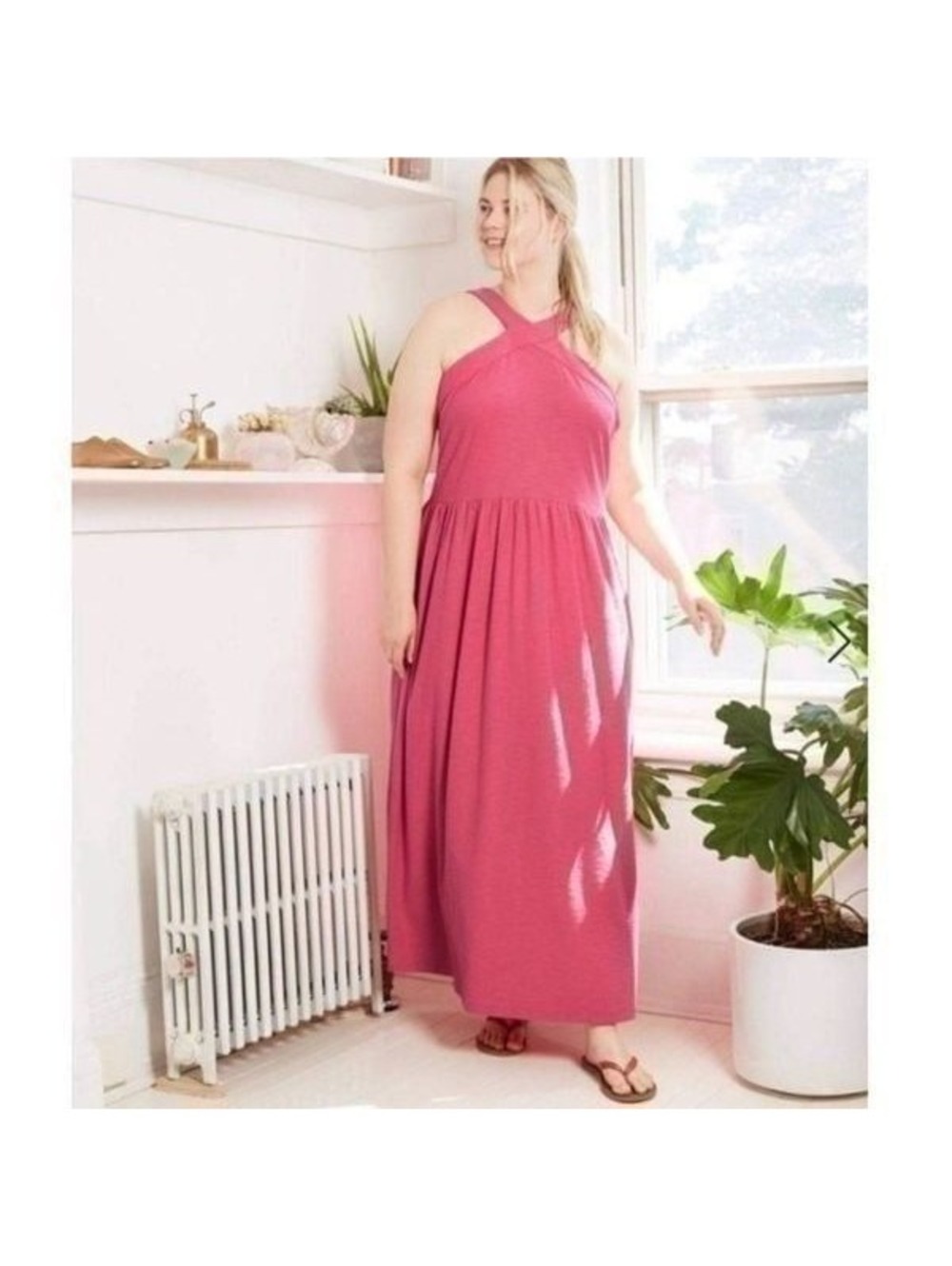 Ava & Viv Pink Maxi Sundress Dress Sz 1X - Picture 2 of 7